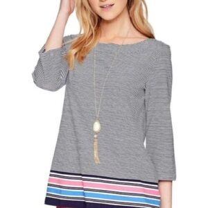 Lilly Pulitzer Waverly stop Striped T shirt Blouse Top size XS Striped Pink blue